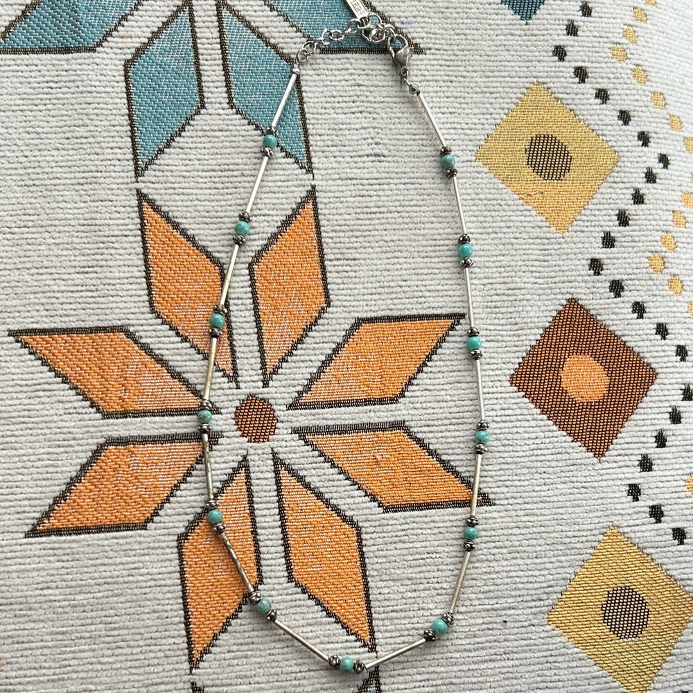Silver and Turquoise Beaded Necklace